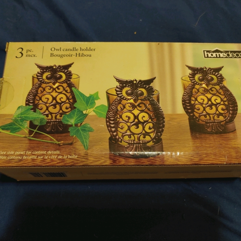 Owl candle holder set